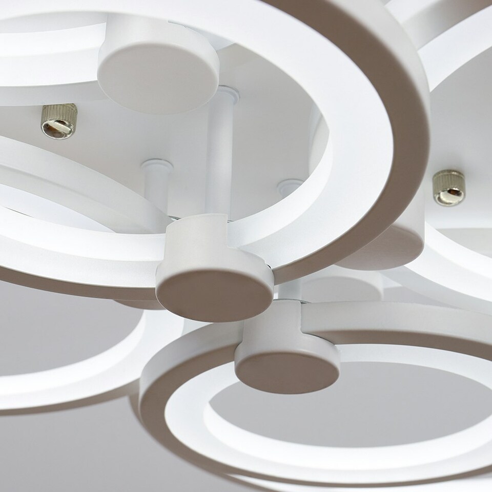 image 1 of Living and Home Nordic Modern Circular LED Semi-Flush Ceiling Light White