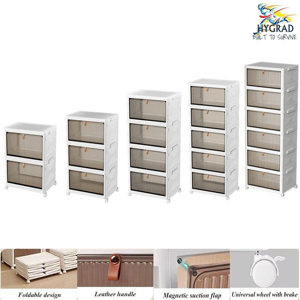 image 1 of Plastic Storage Drawer Tower Unit with Wheels – 6 Tier Multipurpose Organizer for Home & Office