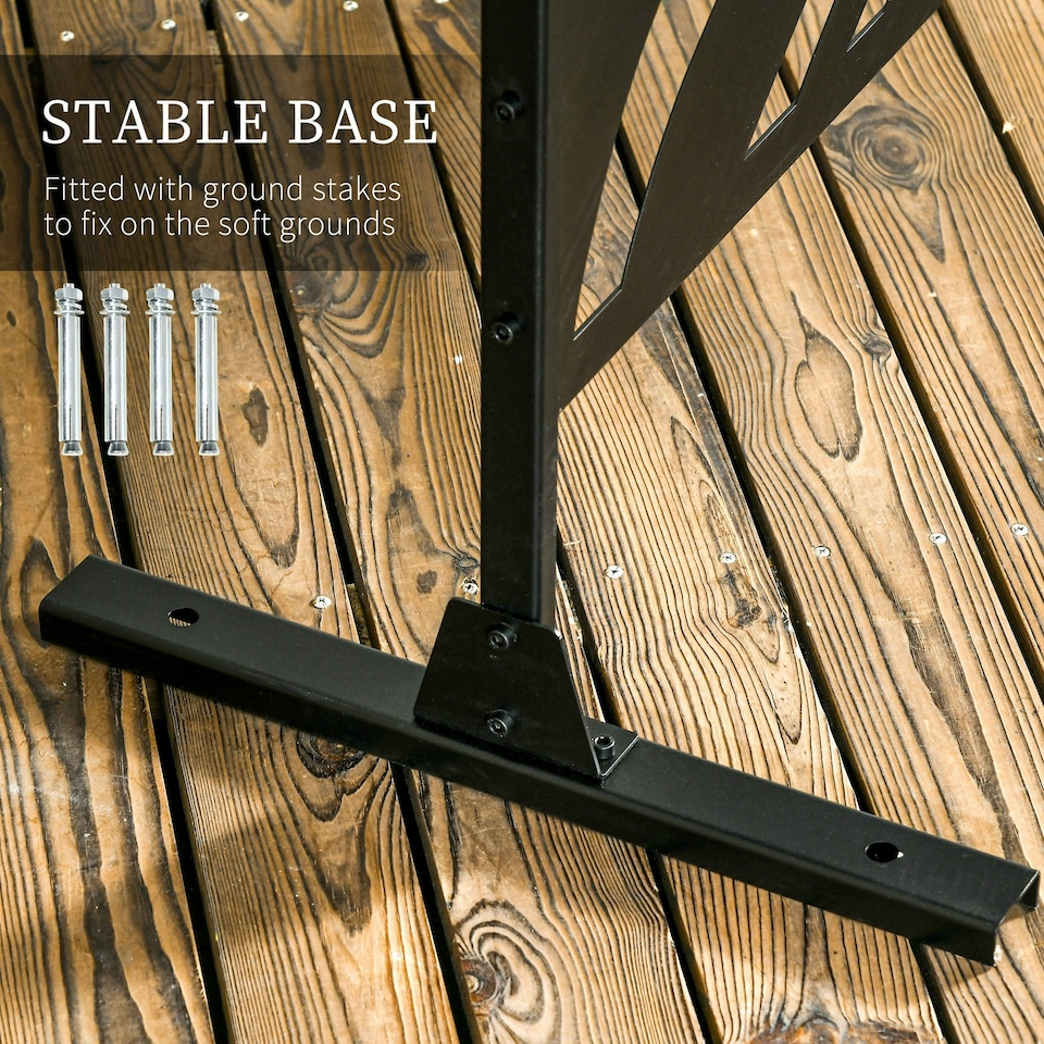 image 1 of Outsunny Metal Outdoor Privacy Screen with Stand for Garden Black | Black | 1