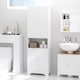 image 8 of HOMCOM Tall Freestanding Bathroom Cabinet Retro Shutters w  3 Compartments Shelves Elevated Base Narrow Organiser White 60L x 30W x 182.5H cm | White | White