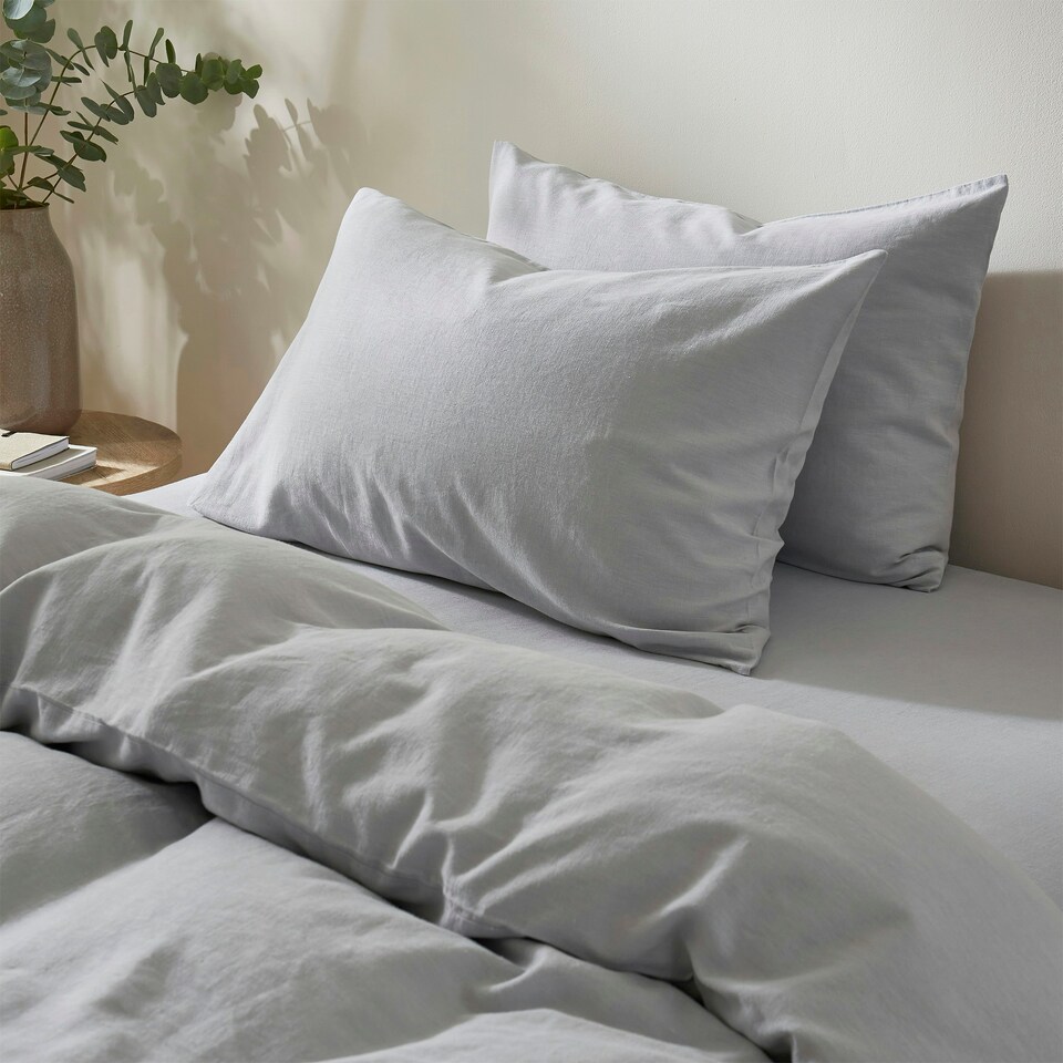 image 1 of Touch Of Linen - Blue Ice - Pillowcase Pair Blue | Ice Blue