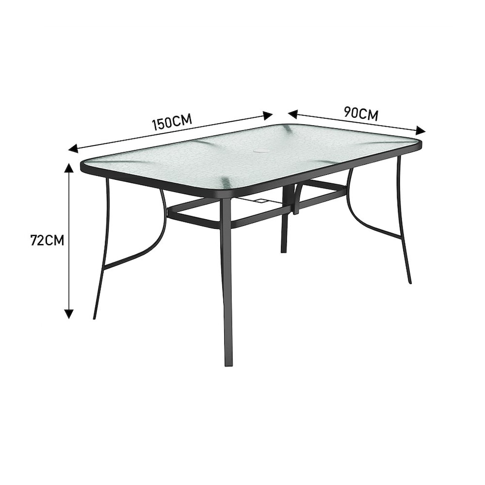 image 1 of Living and Home 150cm Tempered Glass Outdoor Coffee Table (Chair Not Included)