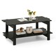 image 9 of COSTWAY 2-Tier Coffee Table Slatted Wood Center Table Black Black
