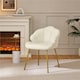 image 2 of Yaheetech Vanity Chair with Shell-shaped Backrest and Golden Metal Legs for Living Room-Beige