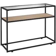 Console Table Kilkenny - 2 shelves, with glass top surface | Brown | industrial wood light, oak Sonoma | 100 x 41 x 80,50 cm | 1