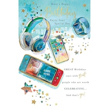 Words 'n' Wishes Traditional Open Birthday Card for a Male, Birthday Card for Male, Multi-Coloured 203 x 134 mm