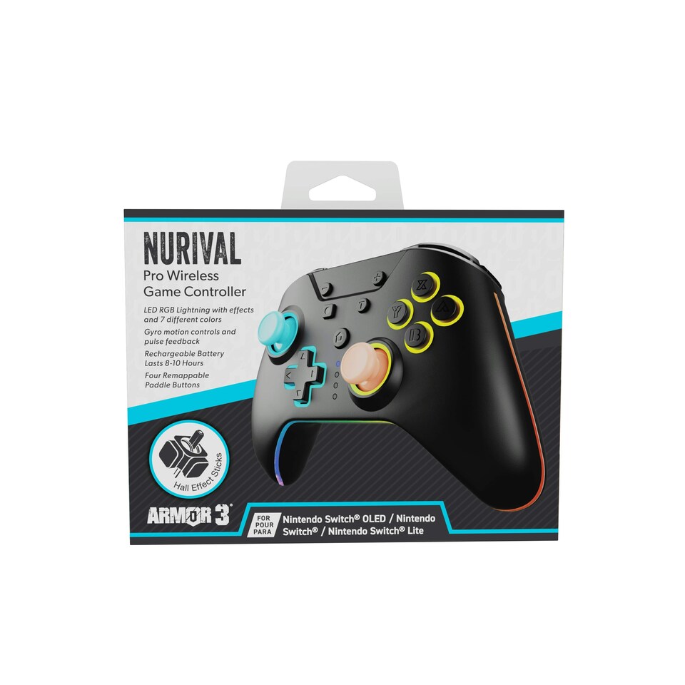 image 1 of Hyperkin Nurival Wireless Controller for Nintendo Switch 2, OLED, Lite - Hall Effect Sticks, RGB Lighting & Pro Paddle Buttons