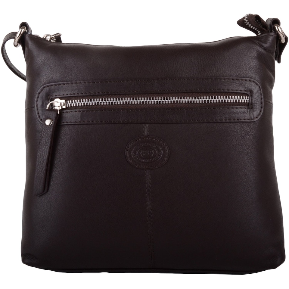 image 1 of London Leathergoods Womens Premium Genuine Leather Cross Body / Shoulder Bag | Brown | Dark Brown