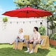 image 2 of Outsunny 3m Garden Banana Parasol Hanging Cantilever Umbrella with Crank Handle, 8 Ribs and Cross Base for Outdoor, Sun Shade, Wine Red