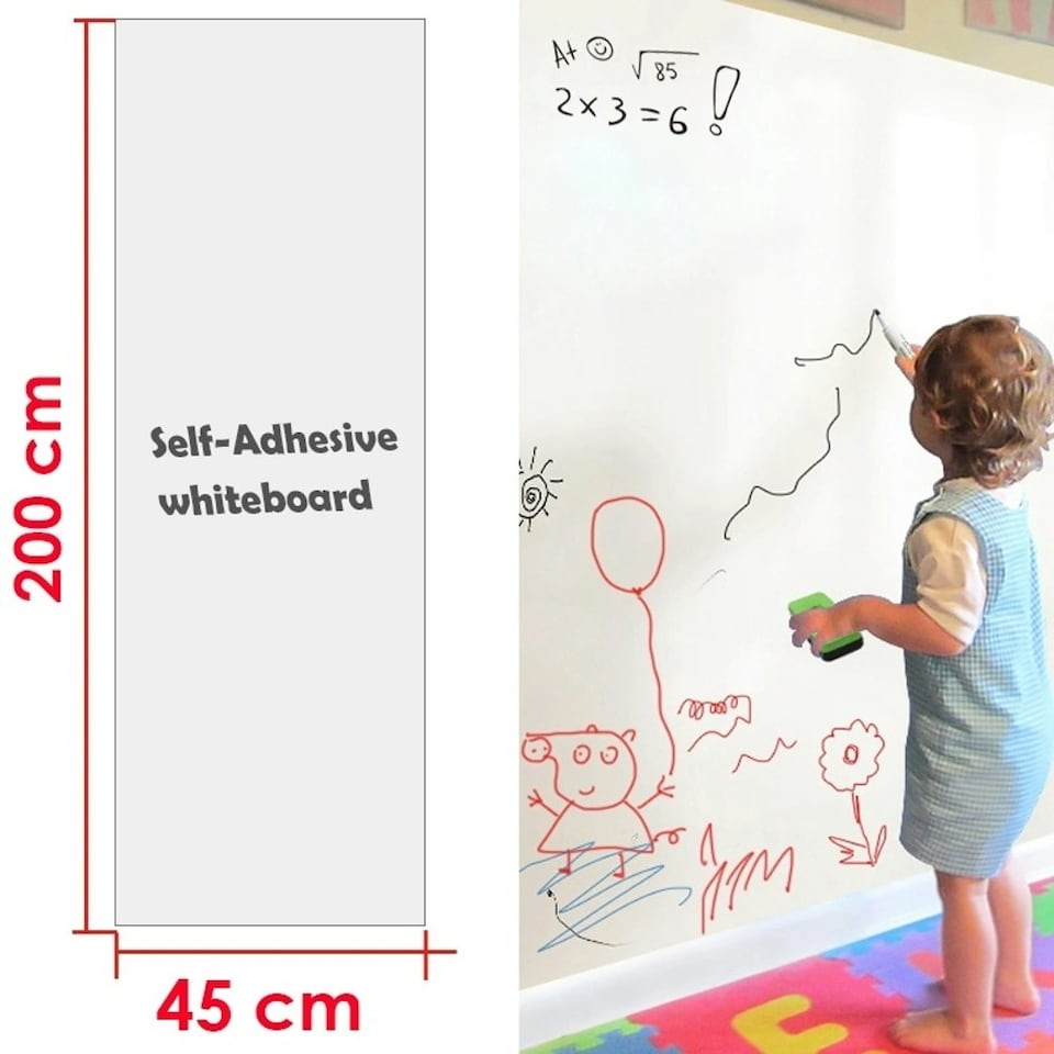 image 1 of Self Adhesive Whiteboard Roll with White board marker- 45cm x 2m