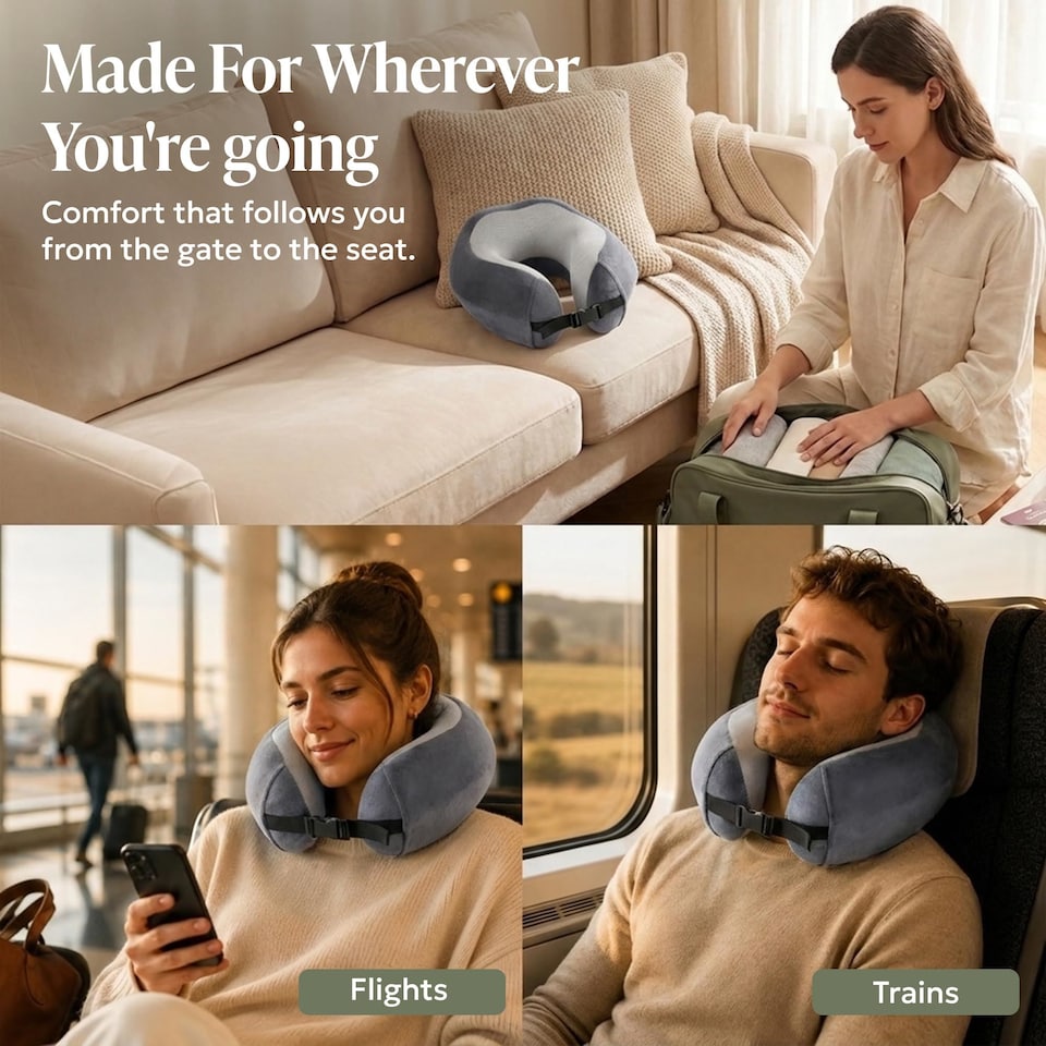 image 1 of Lugg Memory Foam Travel Pillow with Storage Bag 360 Degree Neck Support
