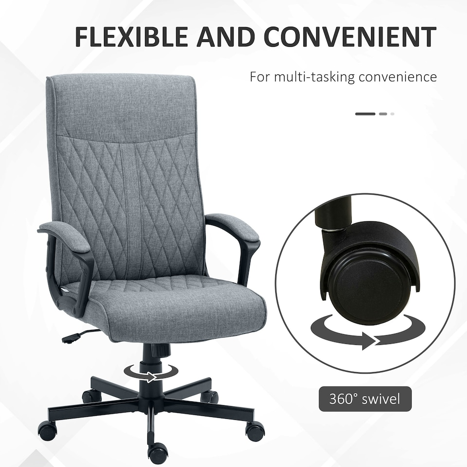 image 1 of Vinsetto High-Back Home Office Chair with Adjustable Height and Swivel Wheels
