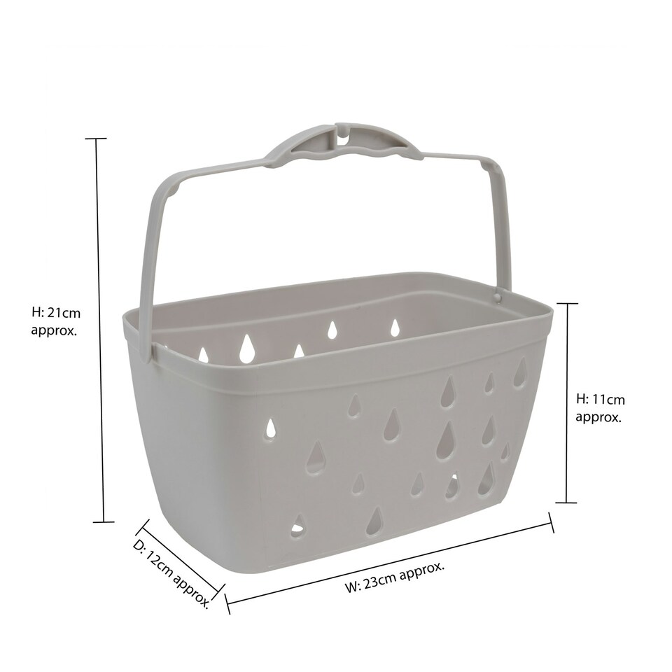 image 1 of JVL Plastic Peg Basket, Grey with 102 Birch Wood Pegs, Brown