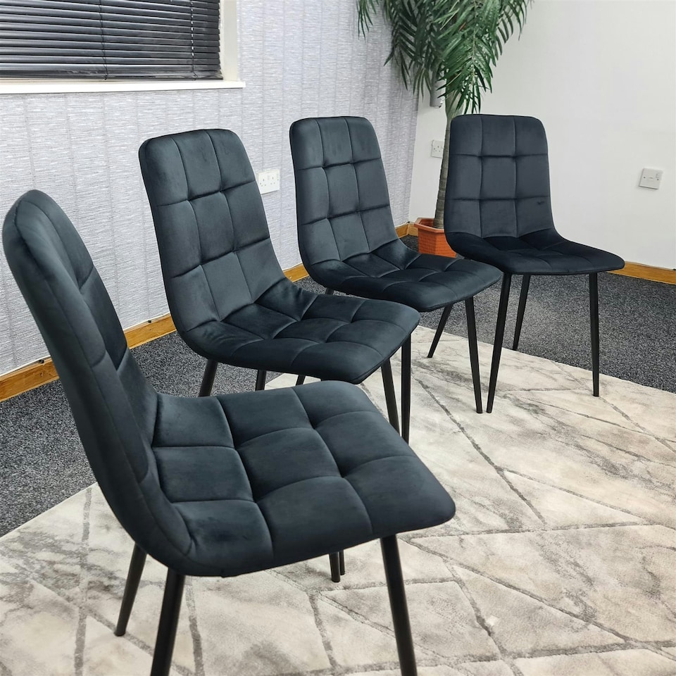 image 1 of Dining Chairs Set of 4 Black Velvet Kitchen chairs Black