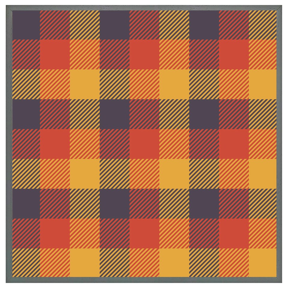 image 1 of Orange check pattern (Picture Frame) Brown | S