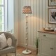 image 2 of Carnaby Satin Almond White Paint Floor Lamp with Pearl Grey Fabric Zigzag Shade 35cm B22