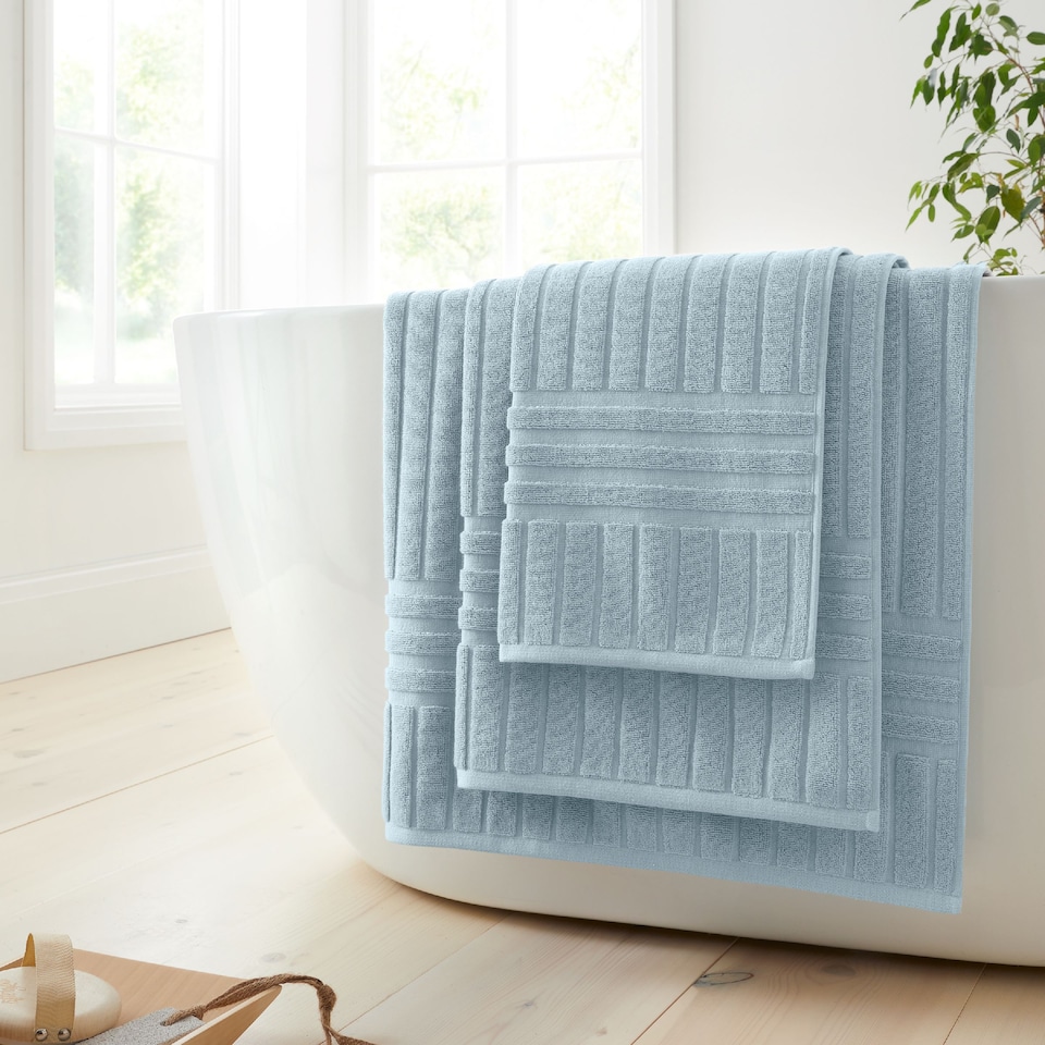 image 1 of Bianca Hotel Cotton Bath Sheet | Blue | Bath sheet