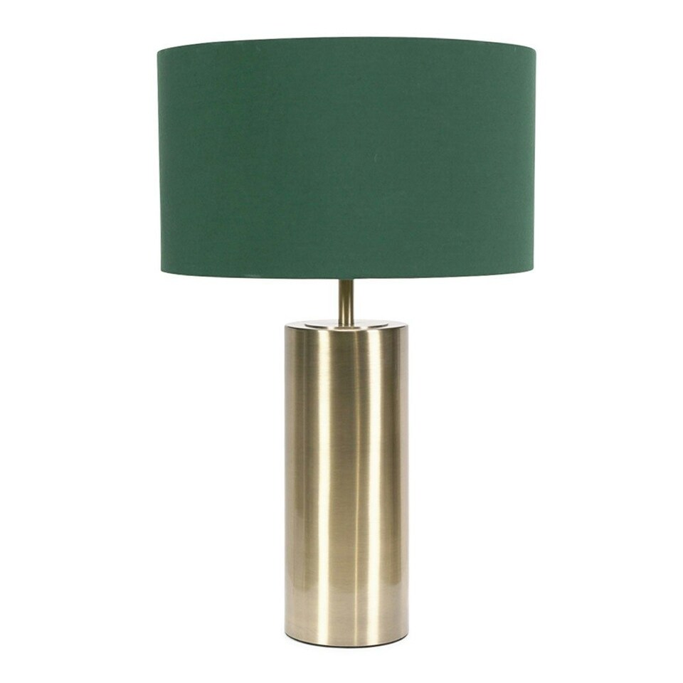 image 1 of ValueLights Lexy Antique Brass Touch Table Lamp with Forest Green Drum Shade