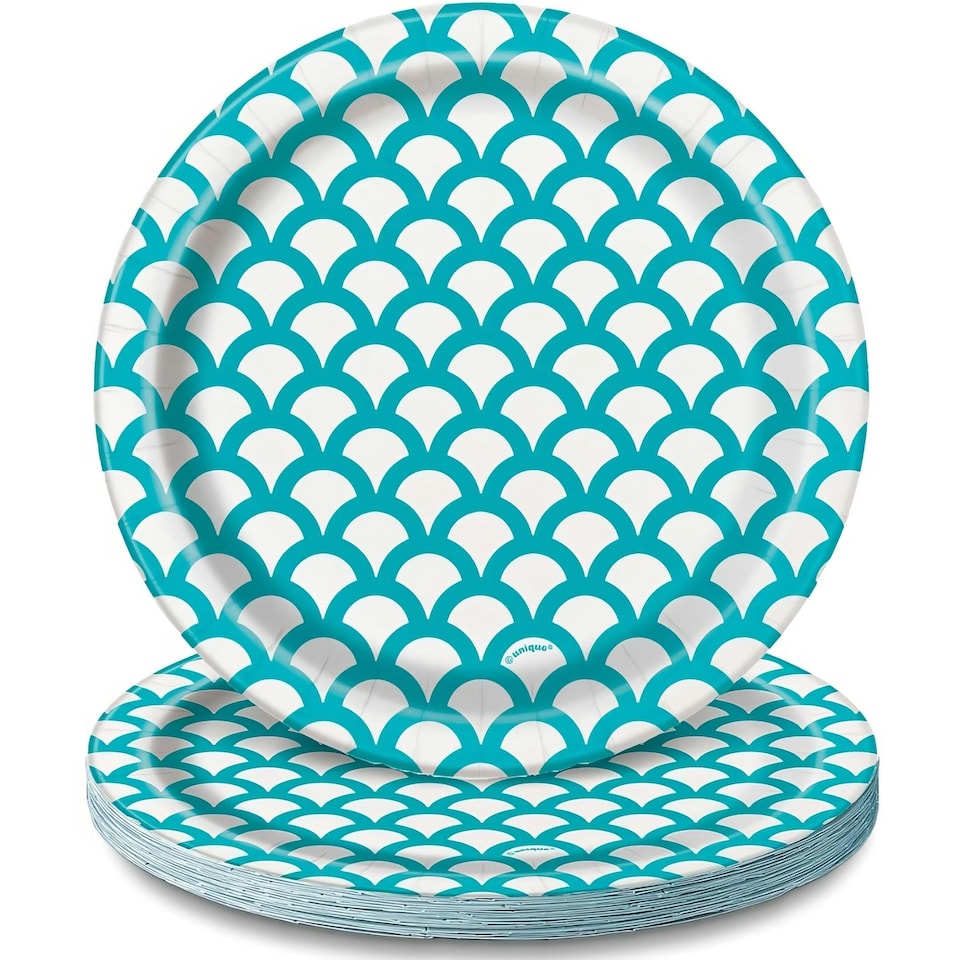8 CB TEAL SCALLOP 7" PLATE - UNIQUE