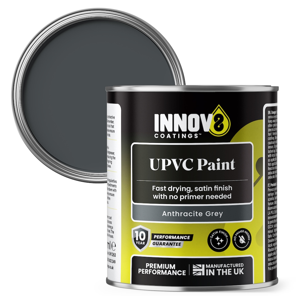 image 1 of Innov8 Coatings uPVC Paint 250ml Satin Finish - Plastic Door & Window Frame Paint - Anthracite Grey