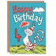 image 1 of Cat Lover Red Stripes Hat Kitty Strange Fun 4th Child Kids Birthday Card