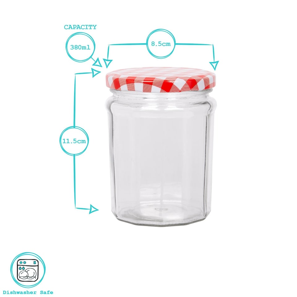 image 1 of Argon Tableware Glass Jam Jars with Lids - 450ml - Pack of 6