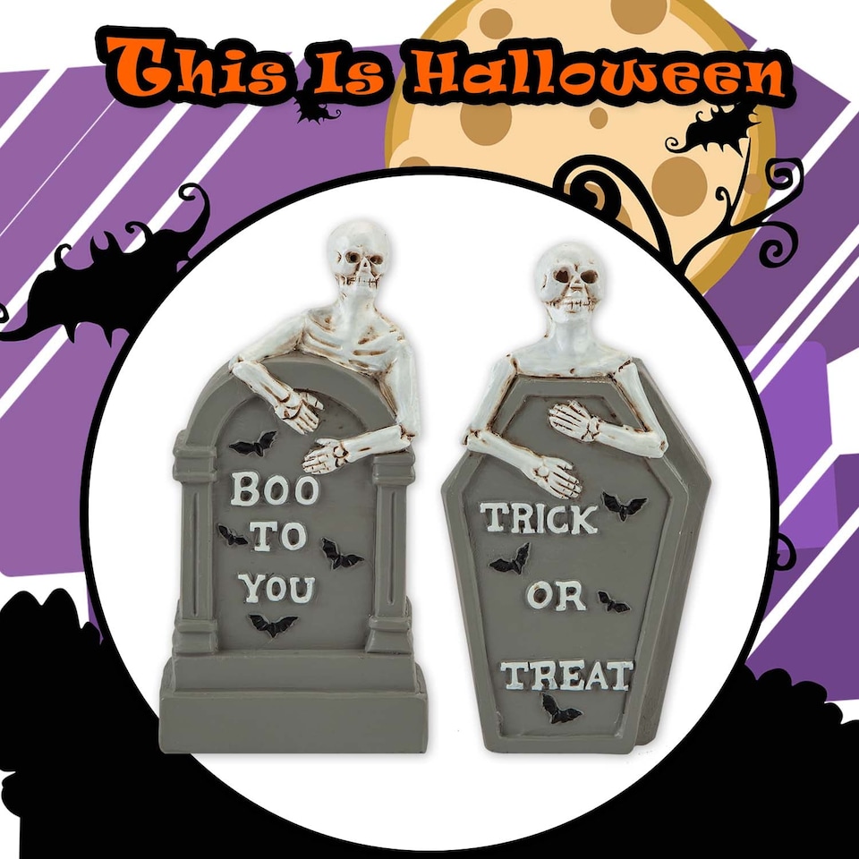 image 1 of PMS Halloween Tombstone Skeletons 2 Pack - Grey