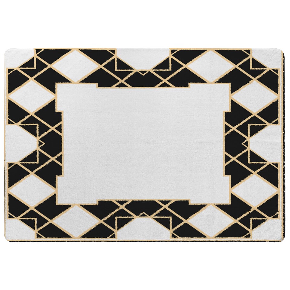image 1 of Art Deco Diamond Border Designer Rug | Multi