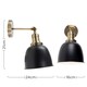 image 7 of ValueLights Antique Brass Adjustable Knuckle Joint Wall Light With Gloss Black Dome Shade
