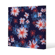 Red, White & Blue Flower Print (Canvas Print) 101 x 101 x 4cm