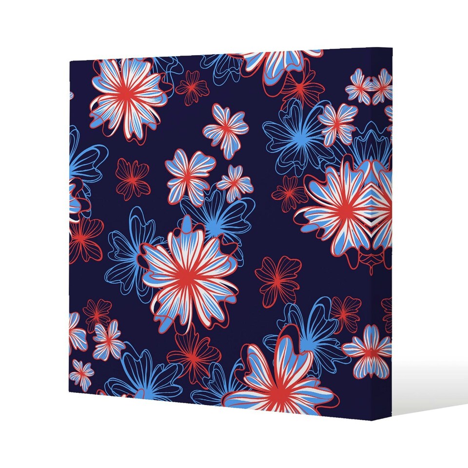 image 1 of Red, White & Blue Flower Print (Canvas Print) 101 x 101 x 4cm