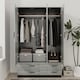 image 6 of 3 Door 4 Drawer Wardrobe With Hanging Rail And Storage Shelf | Black | Black Carcass & Ash Grey Door | 1