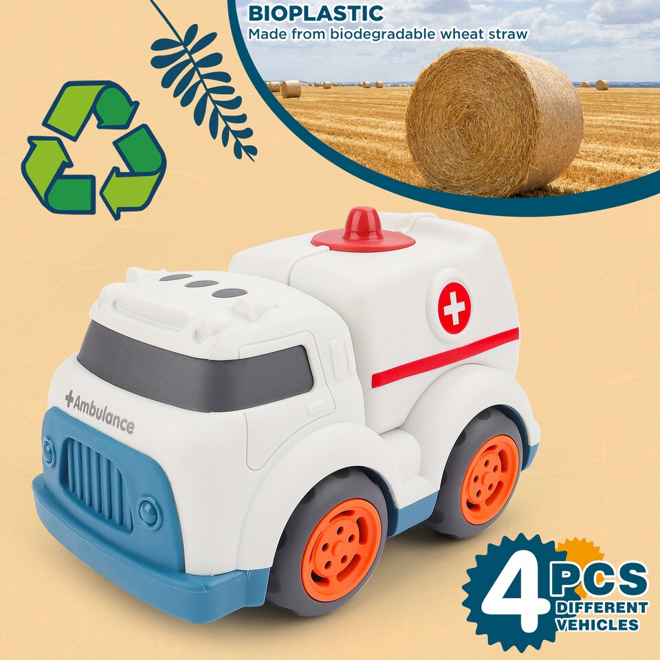 image 1 of Friction Powered Push & Go Truck Set – Pack of 4