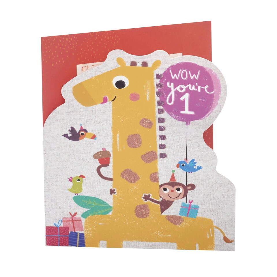 image 1 of 1st Birthday Card - Age 1 Fun Giraffe