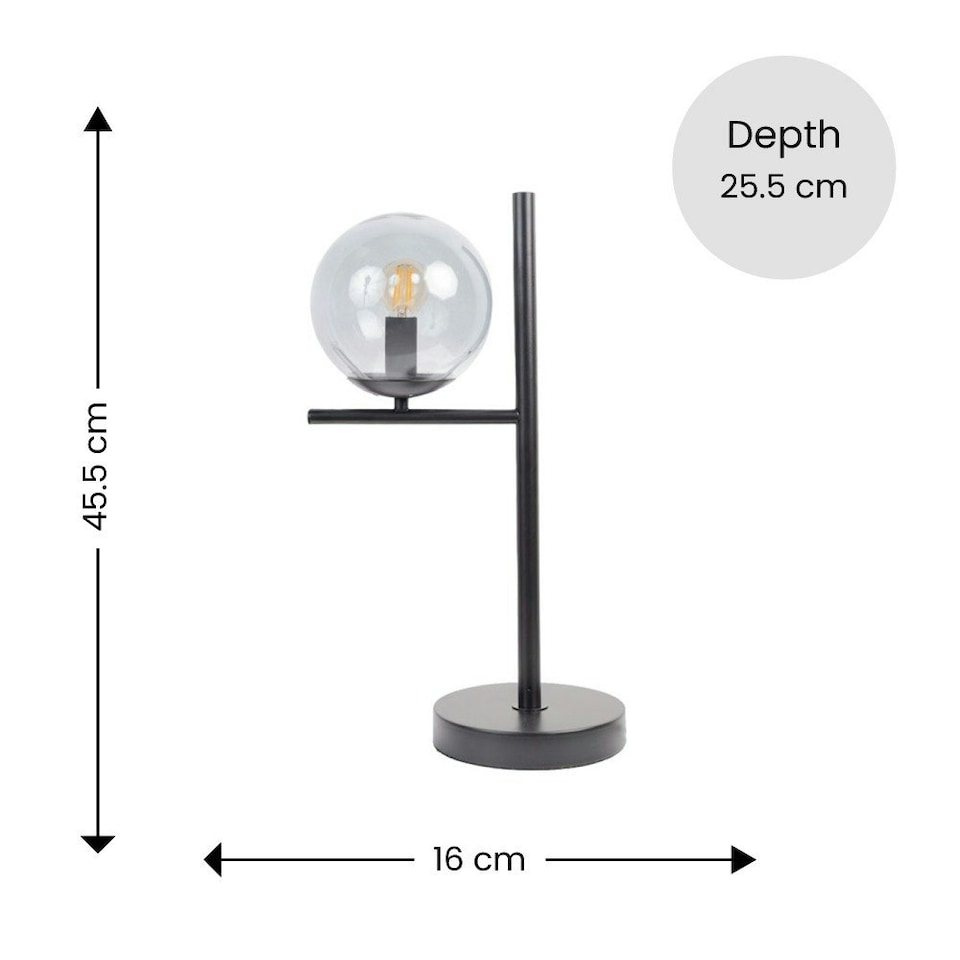 image 1 of ValueLights Clarke Matte Black Table Lamp and E14 Golfball LED 4W Warm White 2700K Bulb