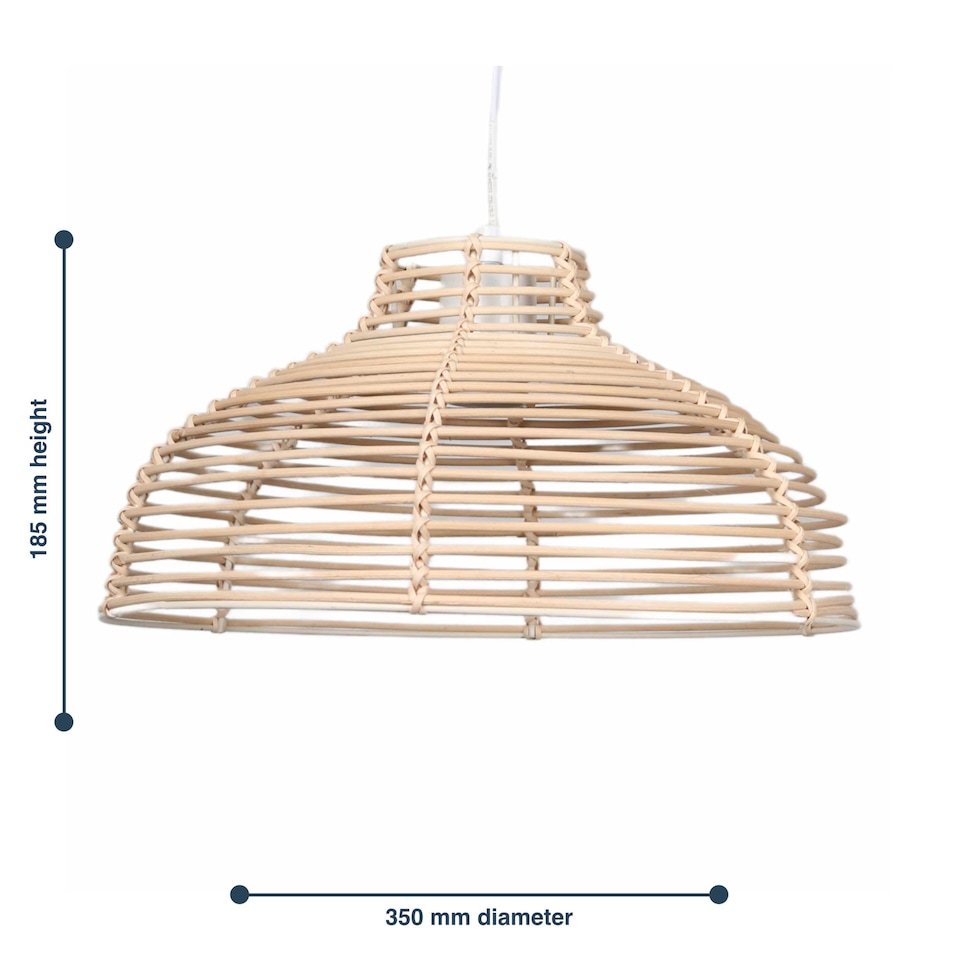 image 1 of Set of 2 Katrina - Rattan Dome Pendant Lightshades | Cream | Large | 2
