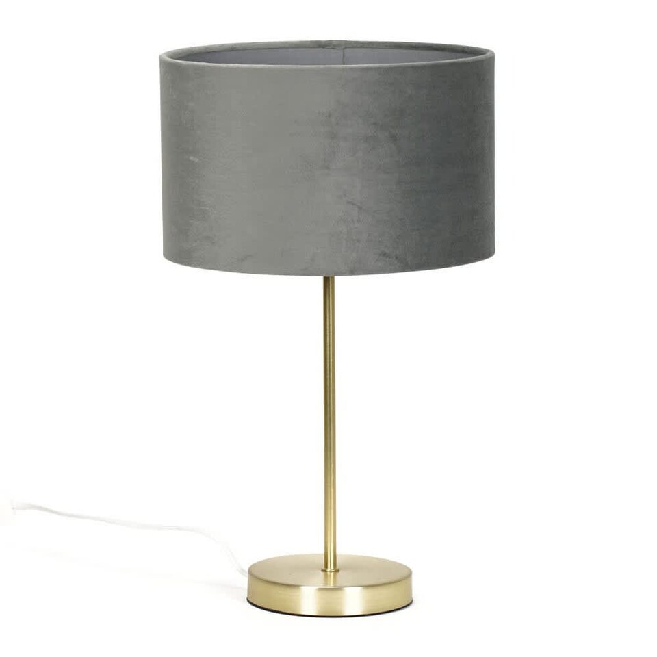 image 1 of ValueLights Charlie Gold Table Lamp Grey Velvet Shade
