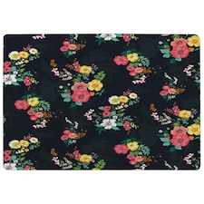 Floral Pattern (Rug) Black | Large: 140x200cm