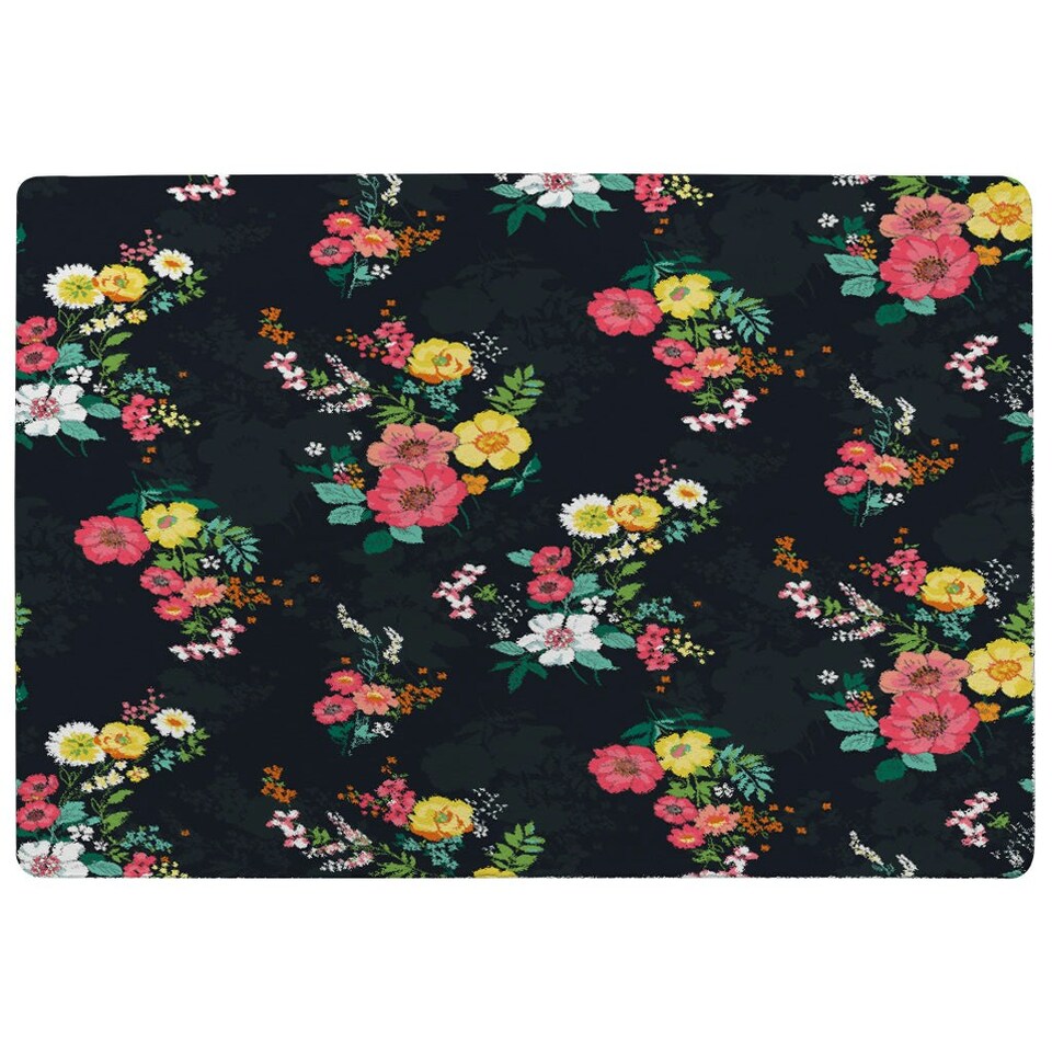 image 1 of Floral Pattern (Rug) Black | Large: 140x200cm