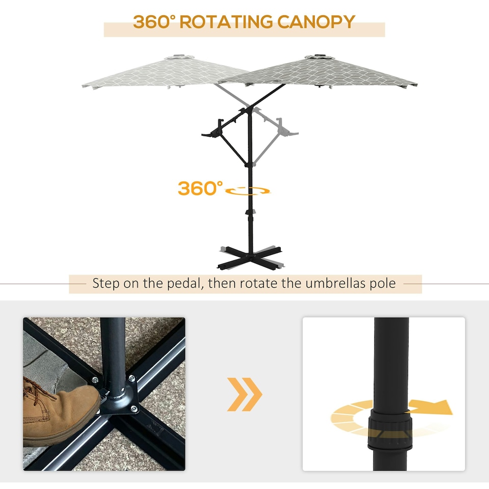 image 1 of Outsunny 2-in-1 Cantilever Parasol and Parasol with 360 Rotation