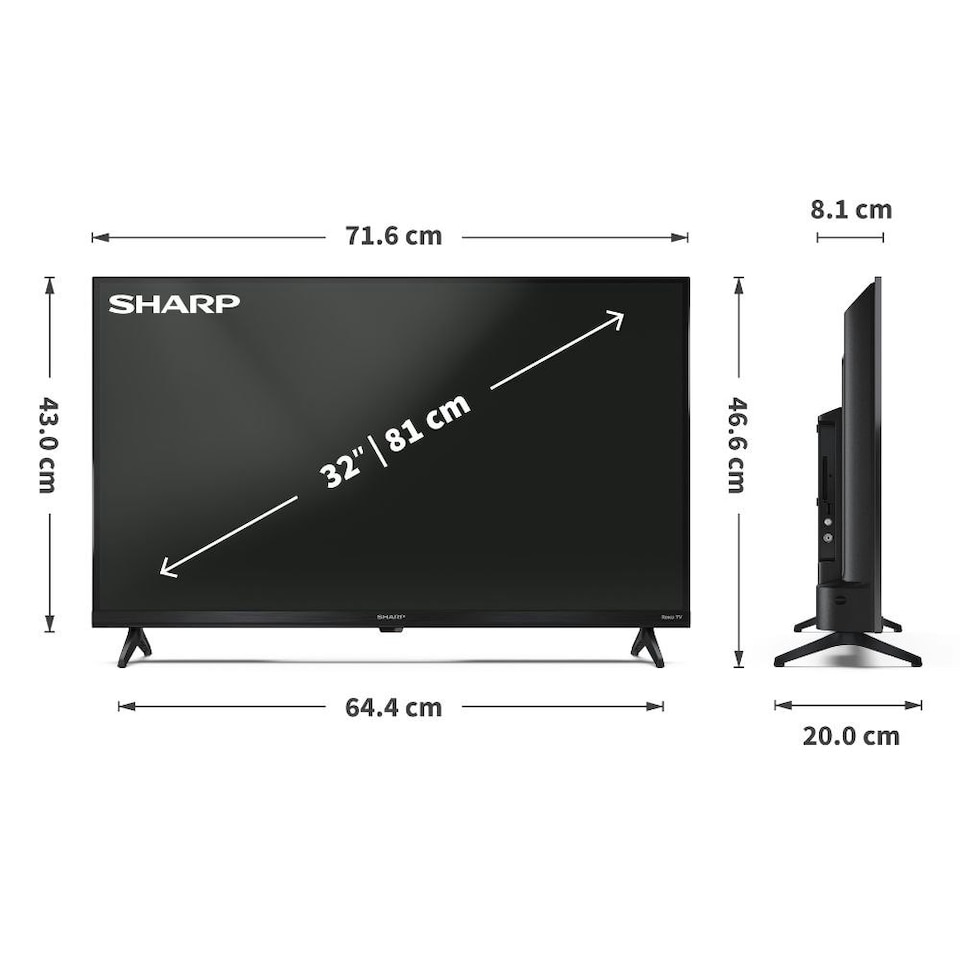 image 1 of SHARP 32HD2225KB 32 Inch HD Smart Roku TV