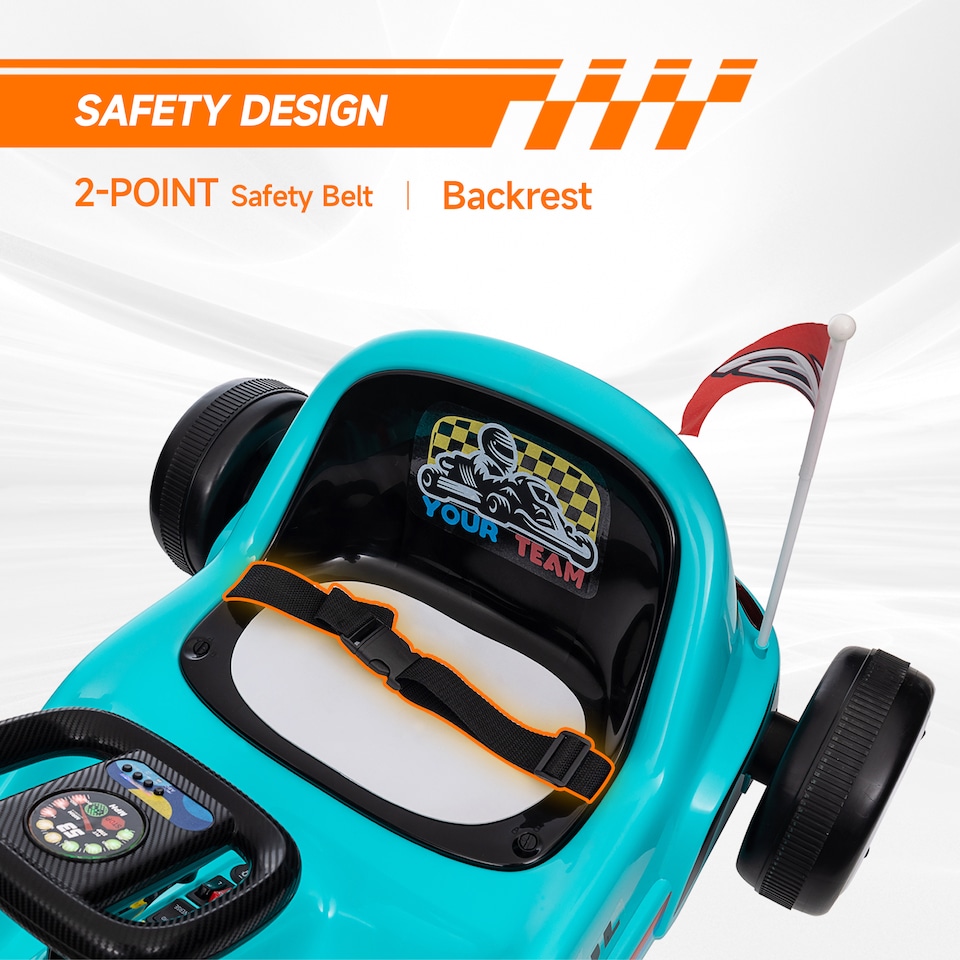 image 1 of AIYAPLAY Electric Go Kart, 6V Battery Powered Kids Go Kart with Music, Light, Horn, Kids, Ride on Car for 3-5 Years, Blue