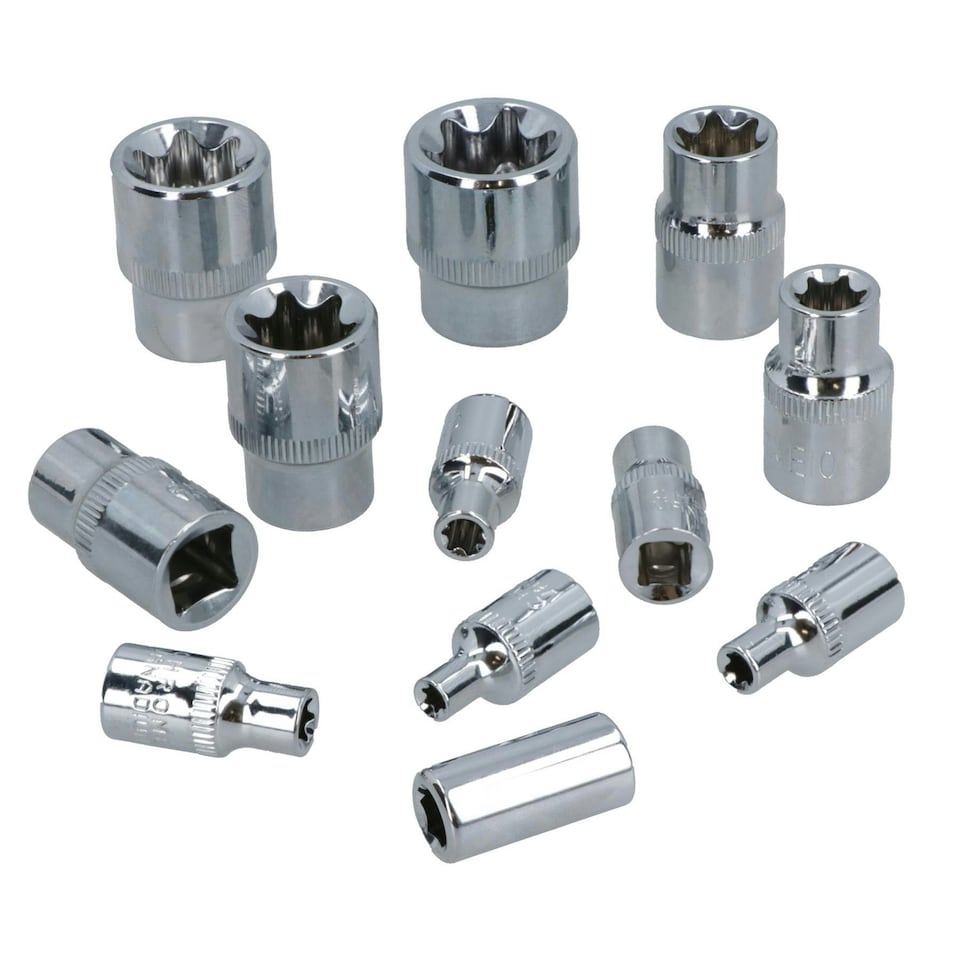image 1 of Male Female Torx Star E Sockets 1/4" 3/8" 1/2" Drive E4 - E20 T8 - T55 29pc