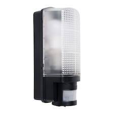 ValueLights Griffin Outdoor IP44 Rated PIR Motion Sensor Bulkhead Wall Light & Cool White LED Bulb | Black