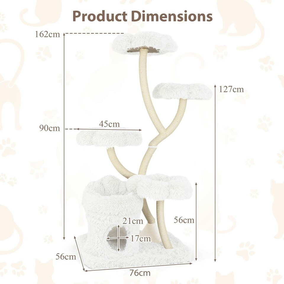 image 1 of COSTWAY Freestanding Cat Tower Cat Tree w/ Platforms
