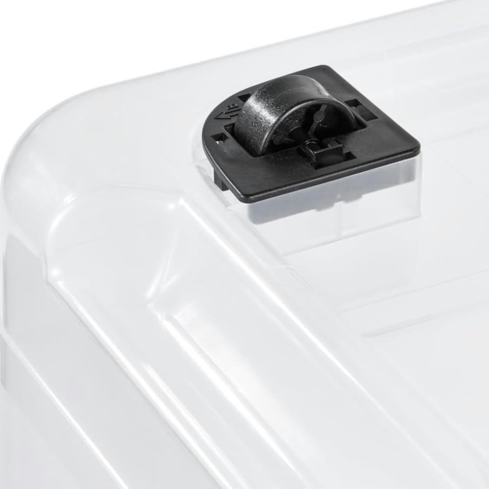 image 1 of Keeeper Crystal Box 52 Litre with Lid and Caster Wheels - Transparent