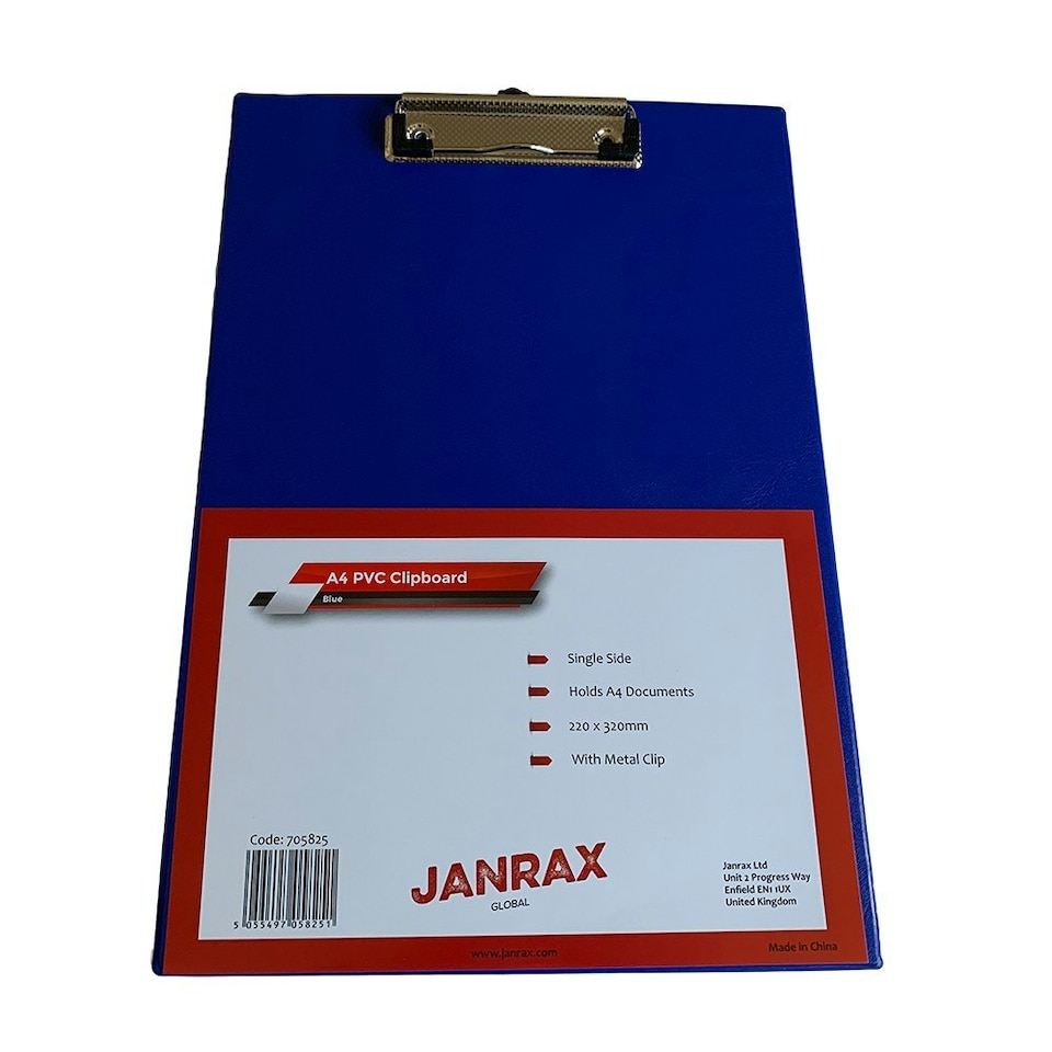 image 1 of Janrax A4 Blue PVC Single Clipboard