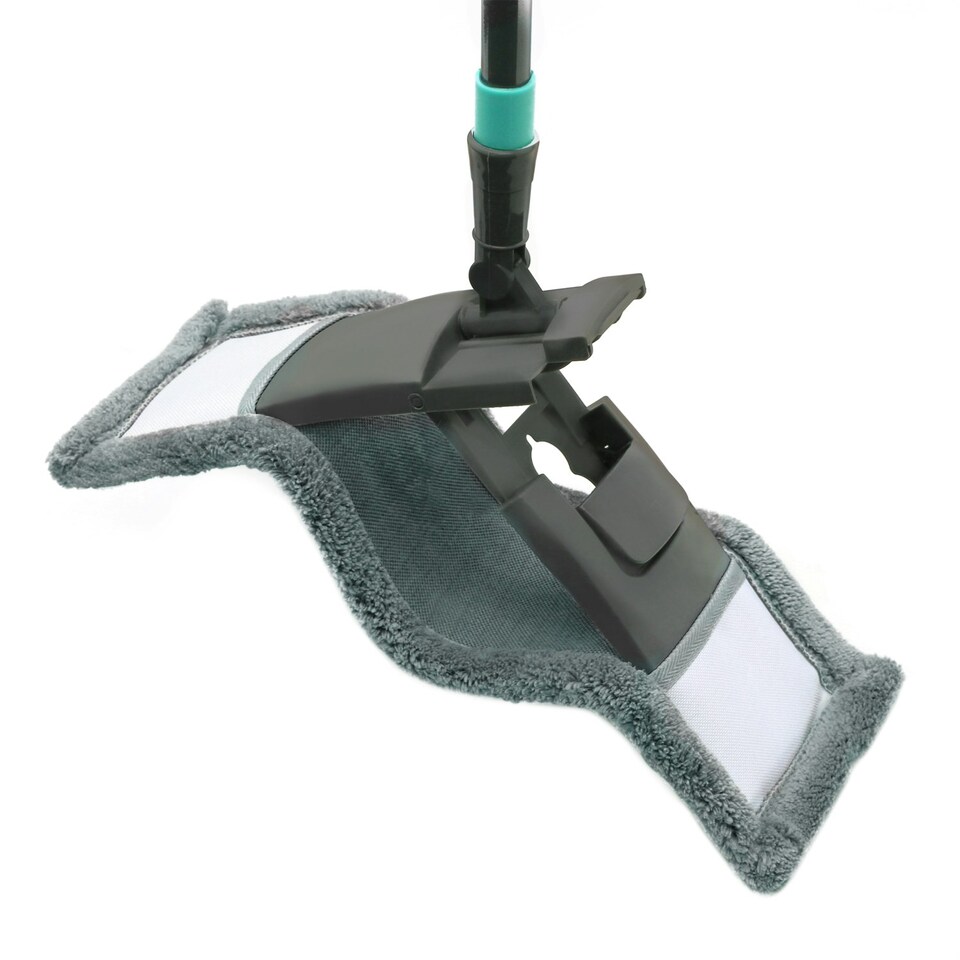 image 1 of JVL Super-Absorbent Microfibre Extendable Flat Floor Mop, Grey