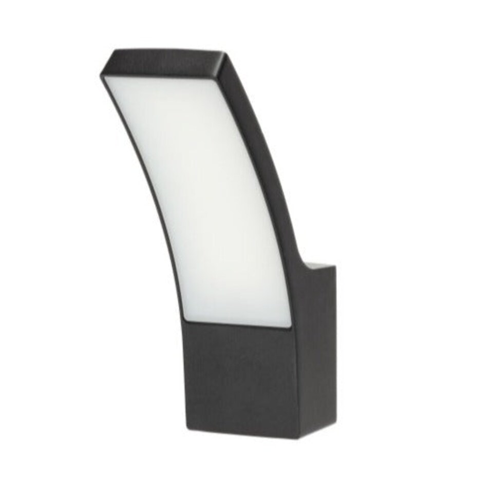 image 1 of CGC Millie 12W Black Curved LED Outdoor Wall Light Diecast Aluminium Opal Diffuser 4000K IP54 | Black | Black | Height: 24.3 cm Width: 8 cm Depth: 15.9 cm