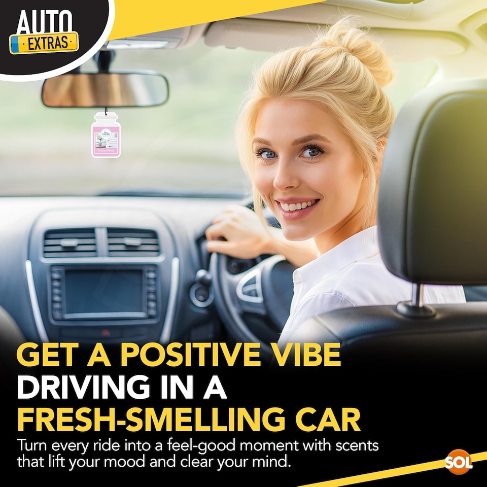 image 1 of 6pk Jar Candle Air Fresheners – New Car & Cotton Fresh Scents, Long-Lasting Odour Eliminators for Vehicles, Hanging Car Fresheners